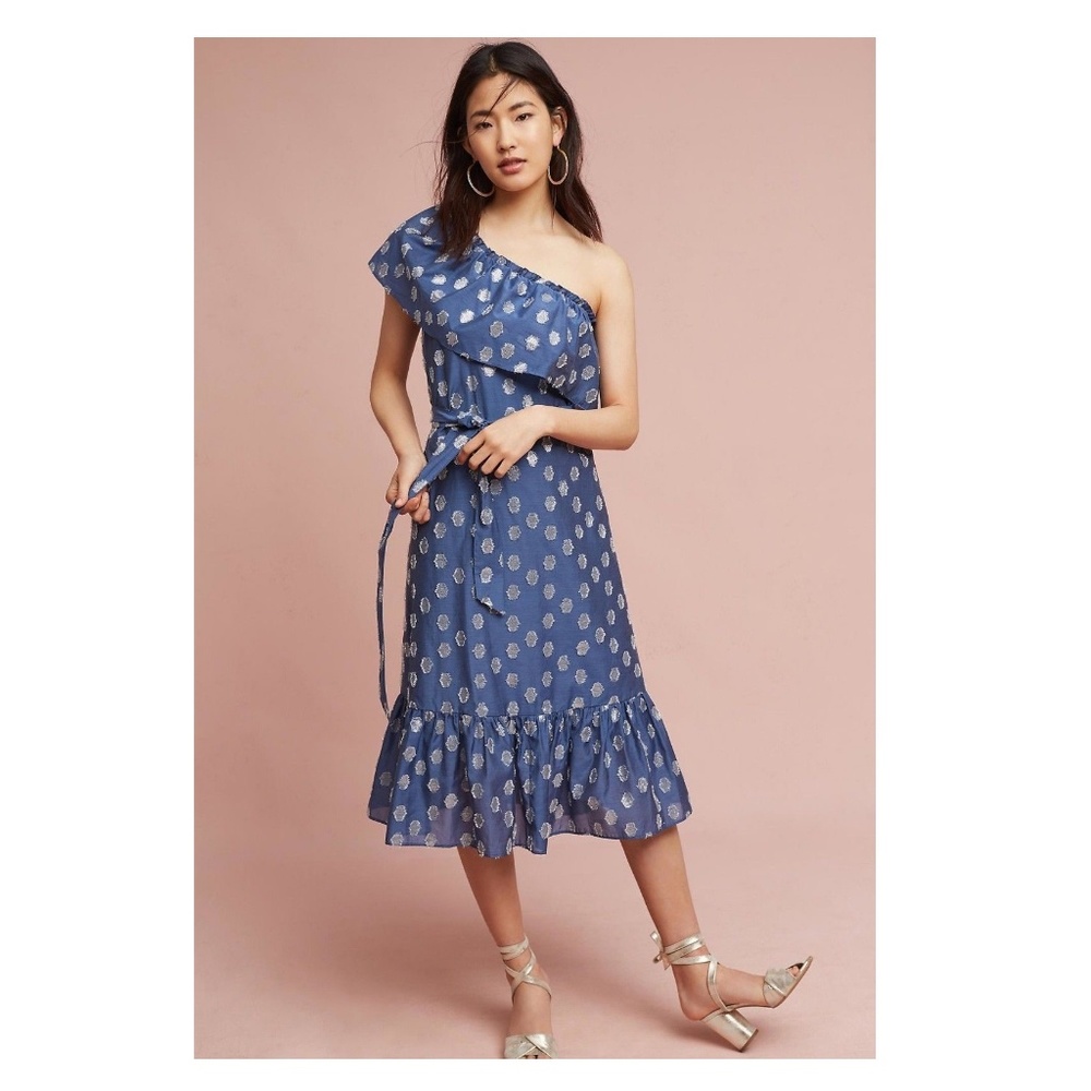 Anthropologie Shoshanna Mykonos One-Shoulder Dress - Picture 5 of 8